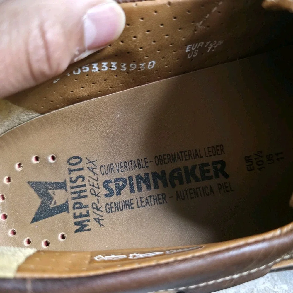 MEPHISTO SPINNAKER Boat Shoes Mens Size 11 Moccasin Brown Leather *Barely Worn.